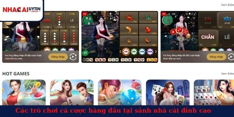 Các trò chơi cá cược hàng đầu tại sảnh nhà cái đỉnh cao